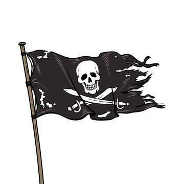 Pirate flag with Jolly Roger pop art PNG illustration with transparent background