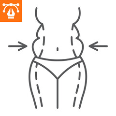Waist line icon, outline style icon for web site or mobile app, fitness and body, weightloss vector illustration, vector graphics with editable strokes.