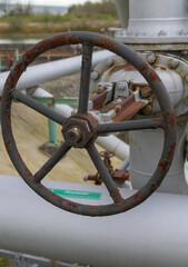 Abwasserschieber an Rohrleitung Symbolisch Abwasseranlge , Kl&auml;rwerk