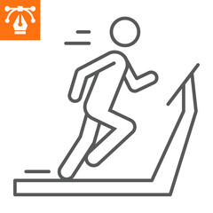 Athlete on treadmill line icon, outline style icon for web site or mobile app, fitness and sport, cardio workout vector illustration, vector graphics with editable strokes.