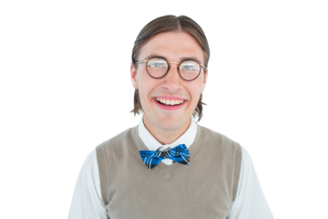Geeky hipster smiling at camera