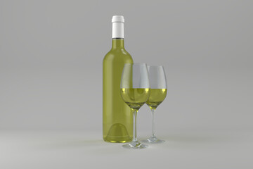 Wine bottle with glasses