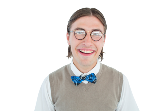 Geeky hipster smiling at camera - Powered by Adobe