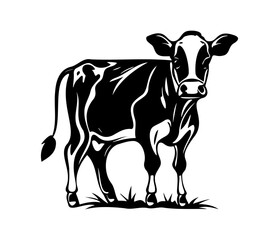 Cow portrait stylized vector symbol, Black and white cow, cow, dairy icon