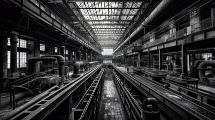 Fototapeta na wymiar Iron forges and steam engines: the industrial revolution's factory workers, generative ai
