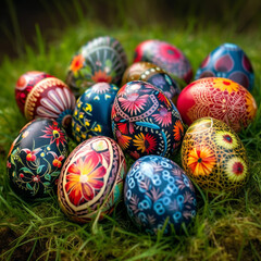 Fototapeta na wymiar Easter Egg: Floral Fantasy Embrace the season with this gorgeous digitally crafted Easter egg! Featuring a breathtaking floral pattern in a variety of vibrant colors