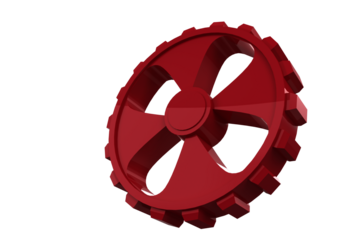 Close-up of red metal gear