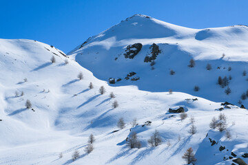 Fototapeta premium Beautiful backcountry skiing in Queyras, French Alps, France Europe