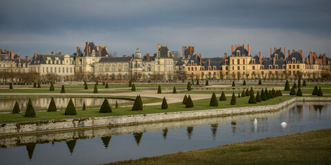 View on the castle of Fontainebleau which owned to the world heritage of Unesco
