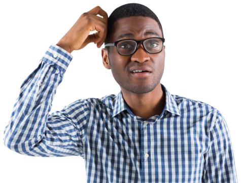 Young businessman thinking scratching head - Powered by Adobe