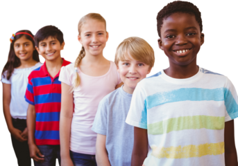 Smiling little school kids in school corridor