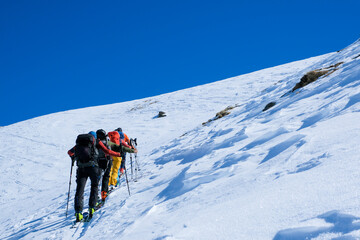 Beautiful backcountry skiing in Queyras, French Alps, France Europe