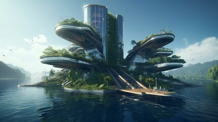 Step into a new world with a vision of sustainable living that blends cutting-edge technology and green energy
Created using generative AI.