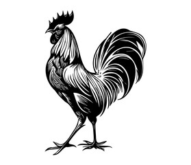 Chicken cock Rooster, Chickens roosters, Farm Animal illustration  - obrazy, fototapety, plakaty
