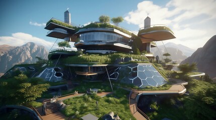 Step into a new world with a vision of sustainable living that blends cutting-edge technology and green energy
Created using generative AI.