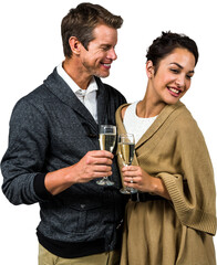 Smiling couple holding wine glasses 