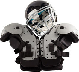 Close up of sports helmet with chest protector