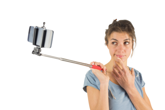 Casual brunette taking a selfie