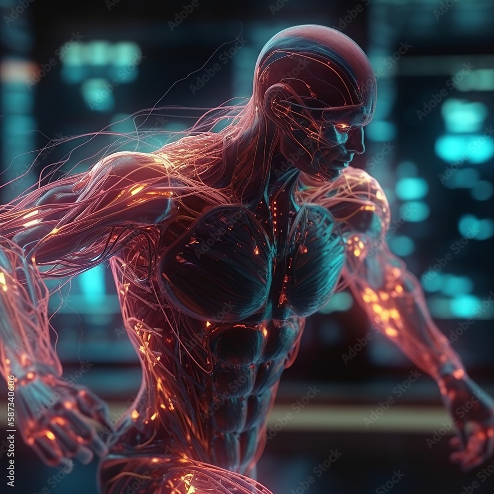 Wall mural bionic human robot generative ai