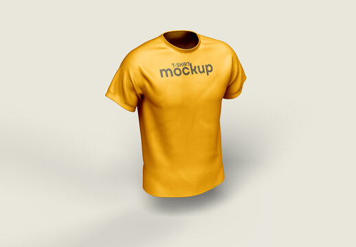 Yellow T-Shirt Mockup &ndash; Front View Realistic Apparel Template on Minimal Background with Editable Background