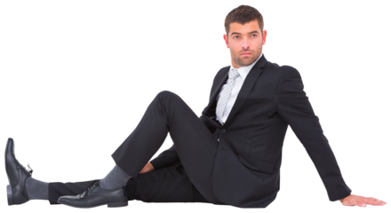 Businessman sitting on the floor