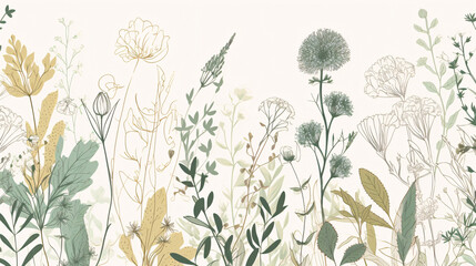 abstract floral botanical background with blank space for text generative ai