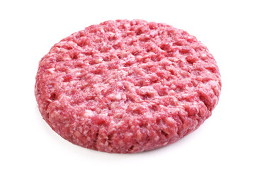 Mięso wołowe mielone do hamburgera na białym tle - obrazy, fototapety, plakaty