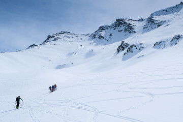 Fototapeta na wymiar Beautiful backcountry skiing in Queyras, French Alps, France Europe