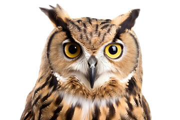 Stunning Owl isolated on transparent background. PNG. Digital AI art