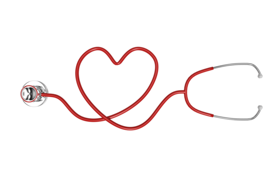Red stethoscope forming heart shape - Powered by Adobe