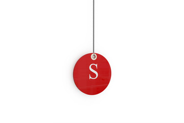 Digital composite image of red sale tag with letter S