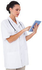 Pretty nurse using tablet pc