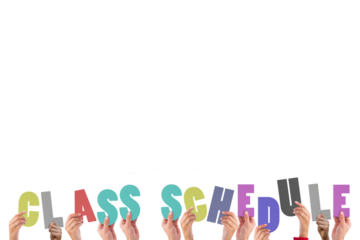 Hands holding up class schedule