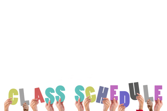Hands holding up class schedule