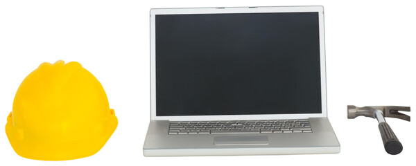 Laptop with construction tools