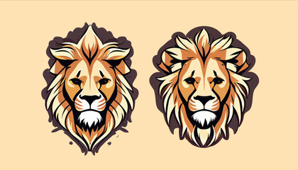 Naklejka premium Vector. Illustration of Two lion heads. Ideal as a logo. 