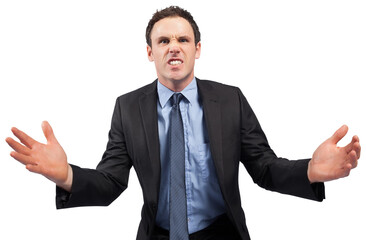 Businessman posing with arms out