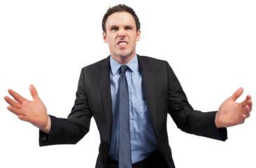 Businessman posing with arms out