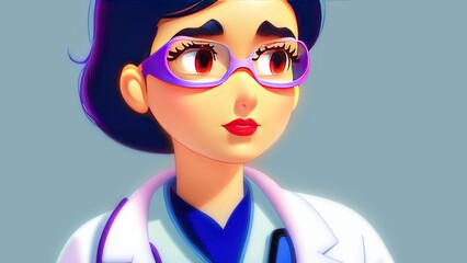Fototapeta na wymiar Expressive cartoon medical worker. Generative AI