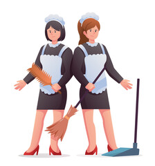 Character housekeeper in black maid uniform