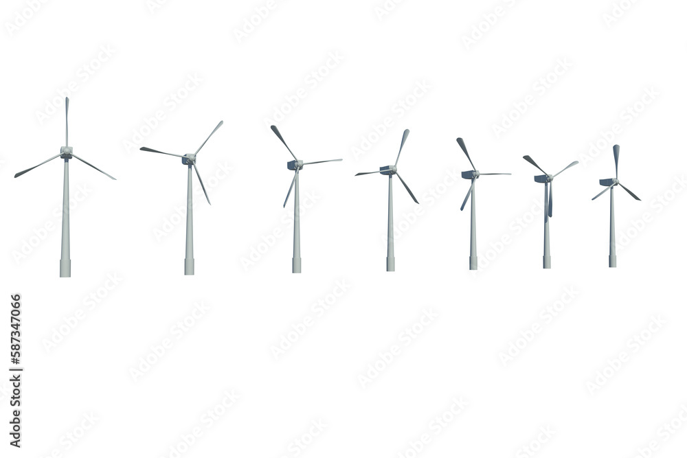 Poster composite image of wind turbines against white background