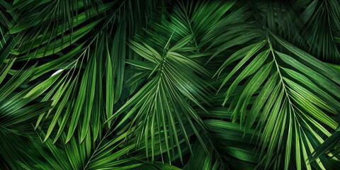 Tropische Blätter Hintergrund. Grüne Palmenblätter, Natur Hintergrund mit AI erstellt
