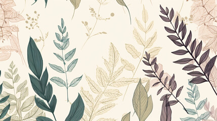 illustration of botanical plant leaves and flowers wallpaper great for post cards generative ai