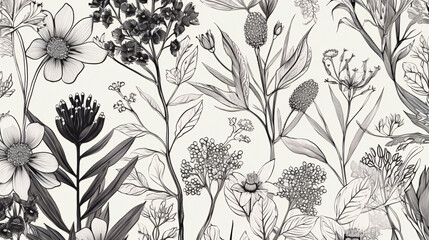 illustration of botanical plant leaves and flowers wallpaper great for post cards generative ai