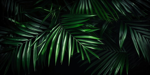 Tropische Blätter im Hintergrund. Grüne Palmblätter, Natur Hintergrund mit KI erstellt 