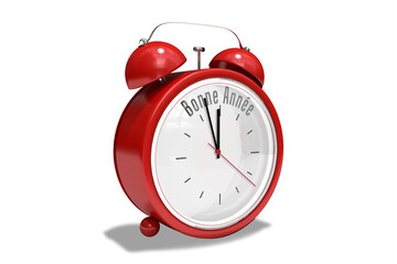 Bonne annee in red alarm clock