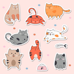 vector a sticker template of cat cartoon character