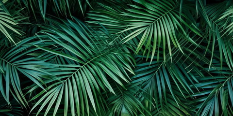 Tropische Blätter im Hintergrund. Grüne Palmblätter, Natur Hintergrund mit KI erstellt 
