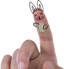 Digitally composite image of fingers representing Easter bunny 