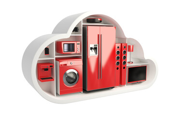 Red electrical appliance in cloud shape